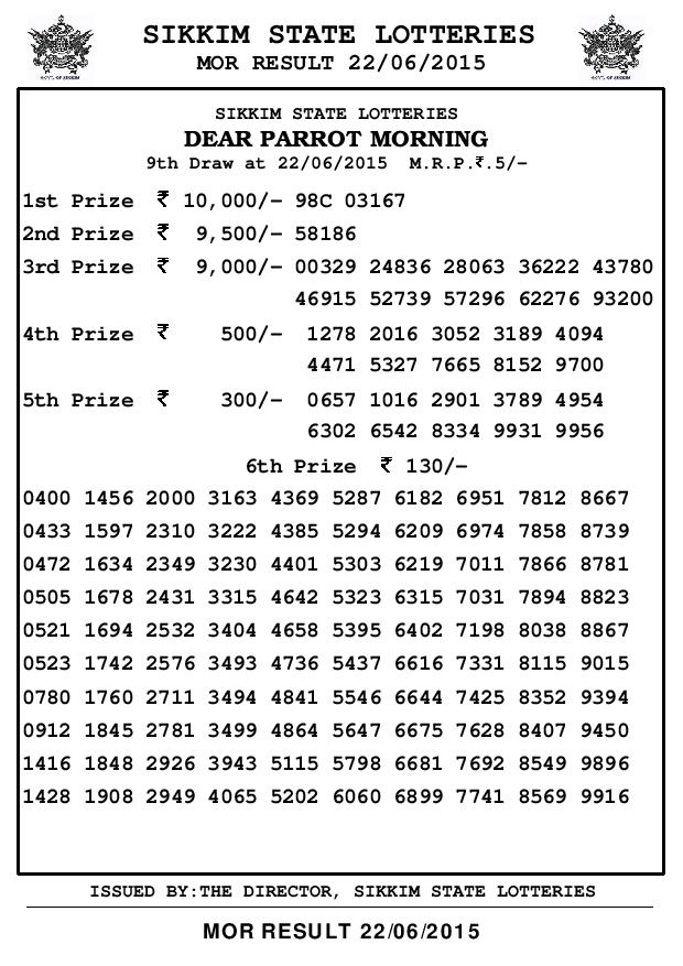 sikkim lotto results super lotto
